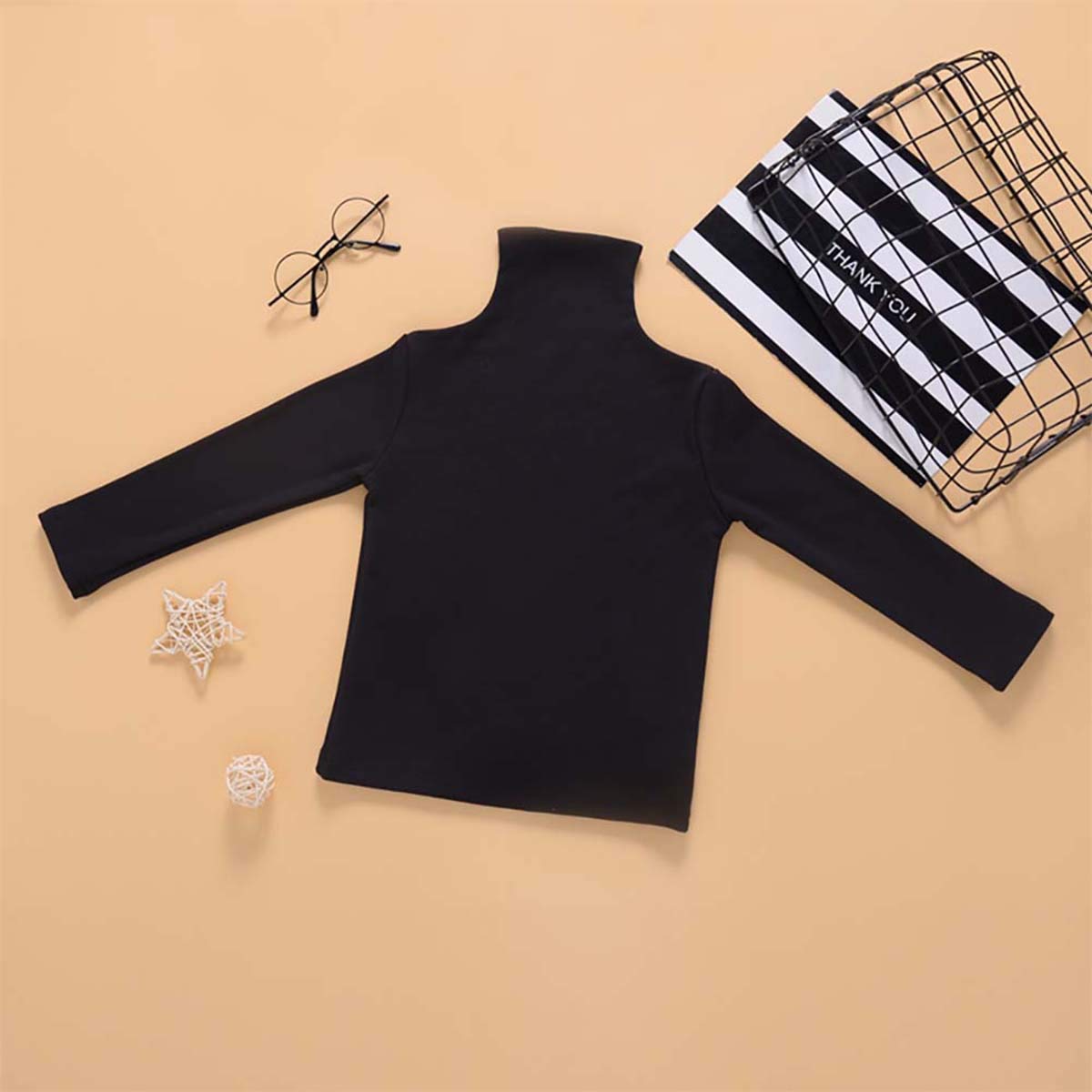 Kids Toddler Baby Little Girl Turtleneck T-Shirt Sweater Tunic Long Sleeve Plain Solid Blouse Tops Fall Winter Clothes (Black, 1