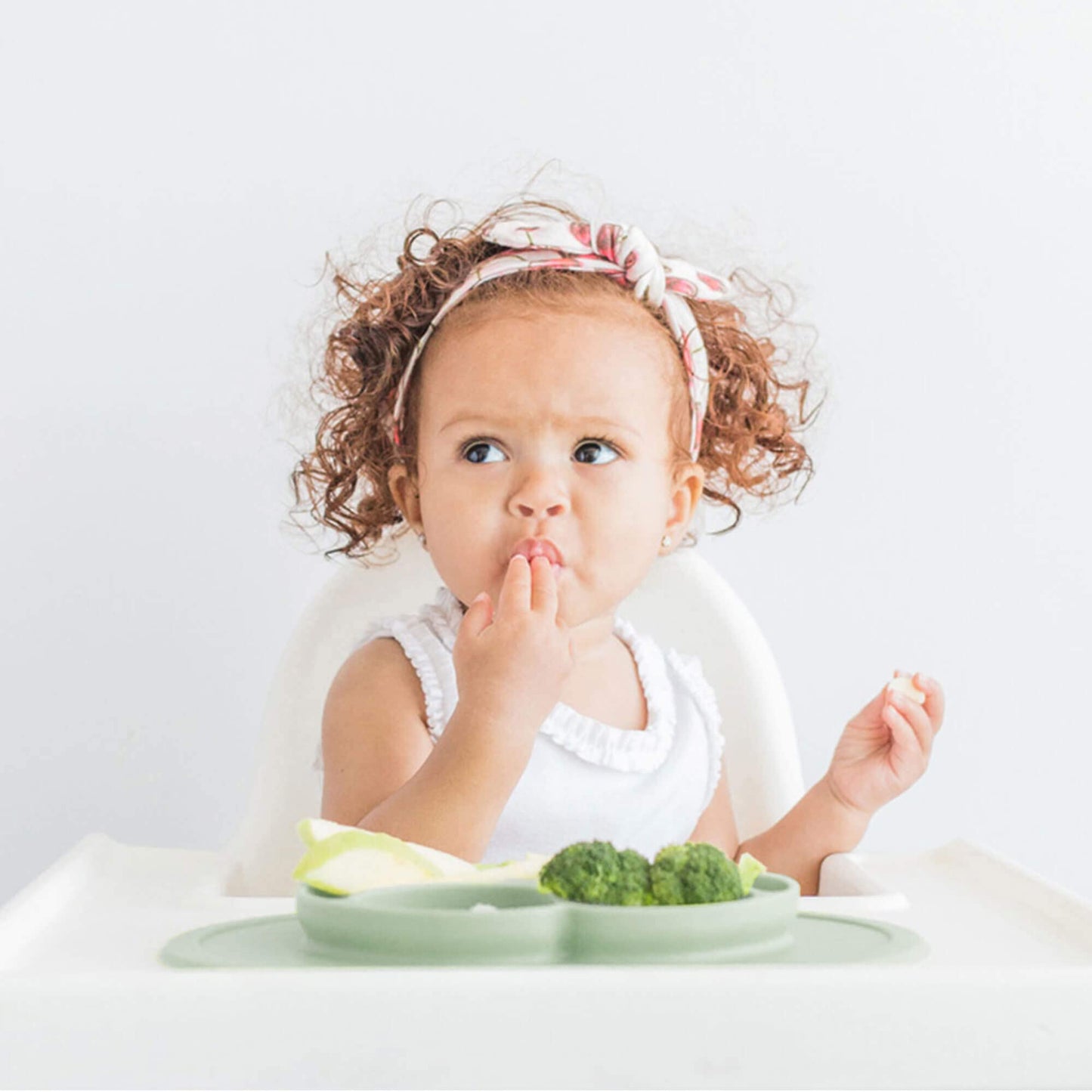 ezpz Mini Mat for 12 Months+ (Sage) - 100% Silicone Placemat + Plate with Suction for Infants + Toddlers - Supports Baby-Led Wea