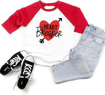 Future Ladies Man Current Mama'S Boy Raglan T-Shirt Toddler Boy Valentine'S Day 3/4 Sleeve Top Spring Cotton Outfit (5-6T, Red5)