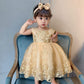 Formal Prom Pageant Wedding Girls Dresses A-Line Knee Length Tutu Ruffle Dress Princess Party Infant Baby Dress 6M Gold B 70
