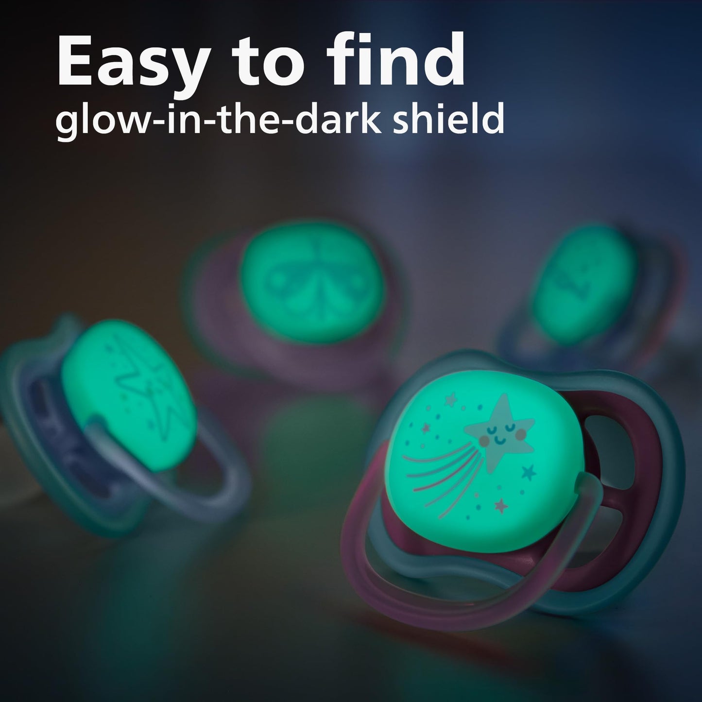 Philips Avent Ultra Air Pacifier - 4 X Light, Breathable Glow-In-The-Dark Baby Pacifiers For Babies Aged 6-18 Months, Bpa Free W