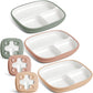 Domensi Kids Porcelain Plates with Silicone Sleeves 8.2 Inch Divided Porcelain Plate Toddler White Suction Dishes for Baby Troub