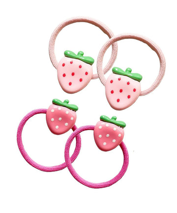 Strawberry Snap Clips Baby Girls Fruit Hair Bow Clips Strawberry Hair Ring Tie BBW24 (Set-E)