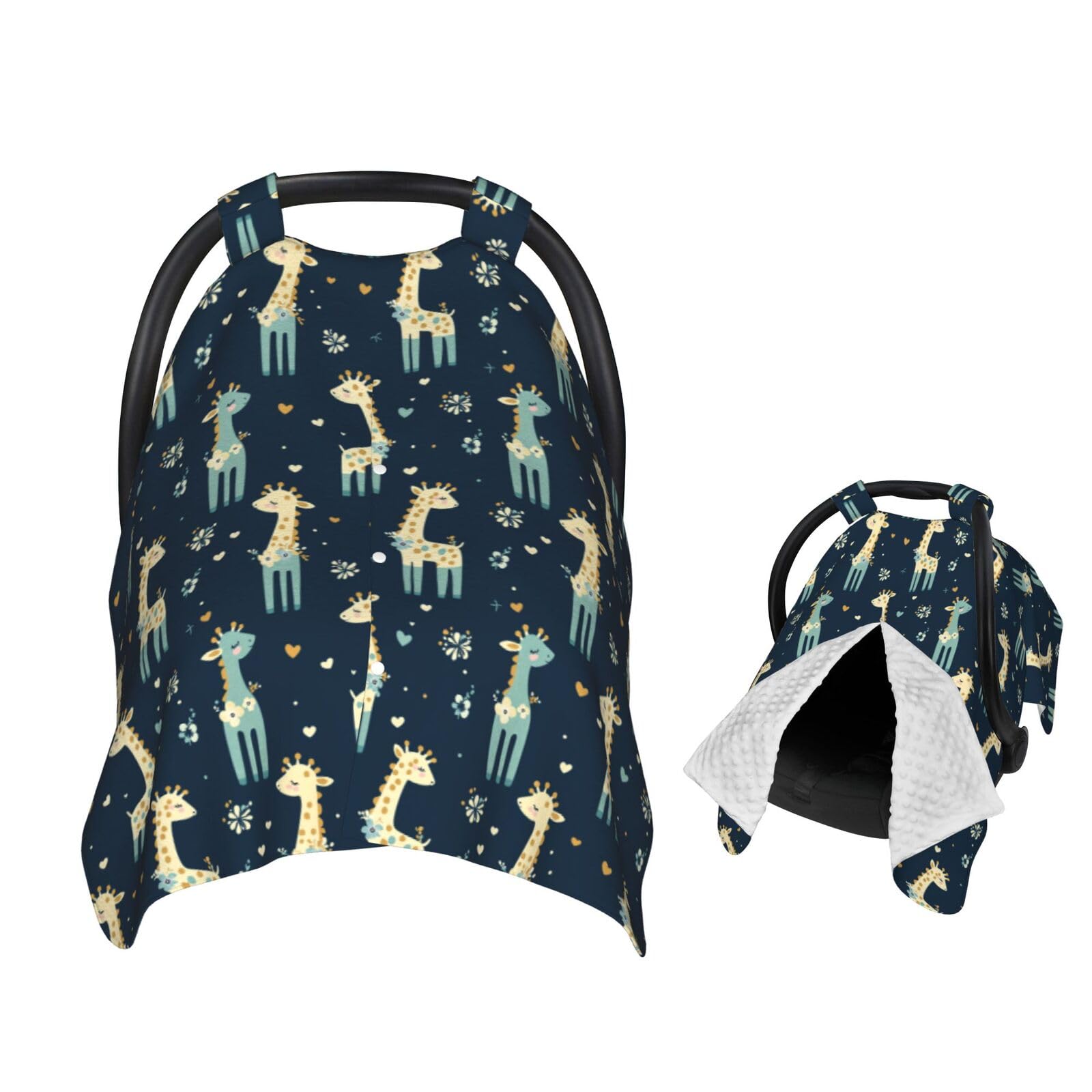 Muishi Cute Giraffes Baby Car Seat Canopy Nursing Cover for Newborn Car Seat Breastfeeding Covers Blanket Newborn Shower Gift
