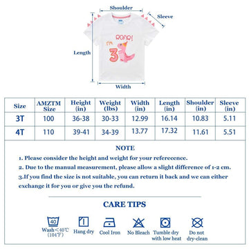 Amztm 3Rd Birthday Girl T-Shirt Dinosaur Party B-Day Themed Tee Gift For Toddler (Us, Age, 4 Years, White)