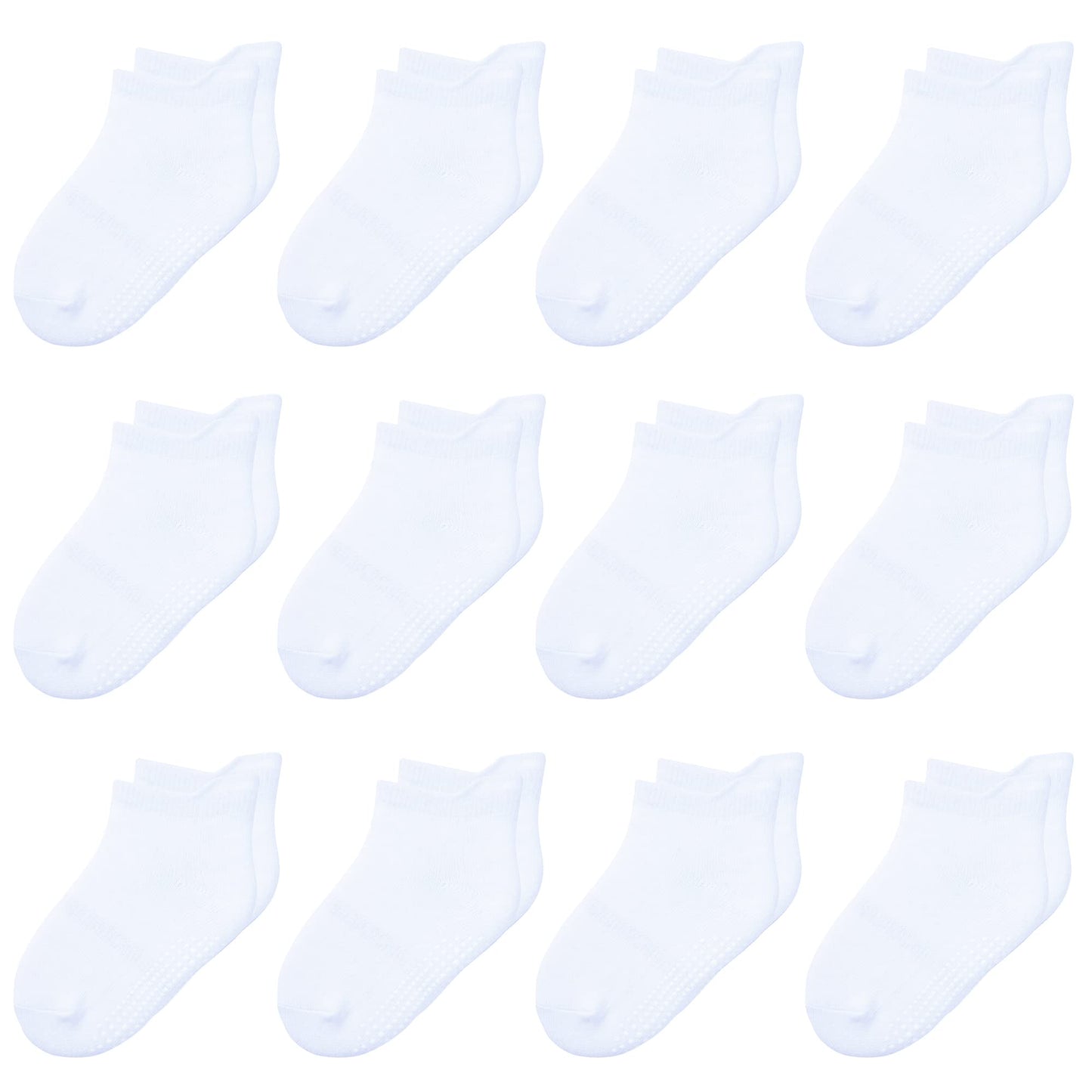 Hyzgb Kids Socks Boys Girls Non Slip With Grippers 5-6-7 Years Old 12 Pairs Cotton Toddler White Ankle Grippy Socks For Little K