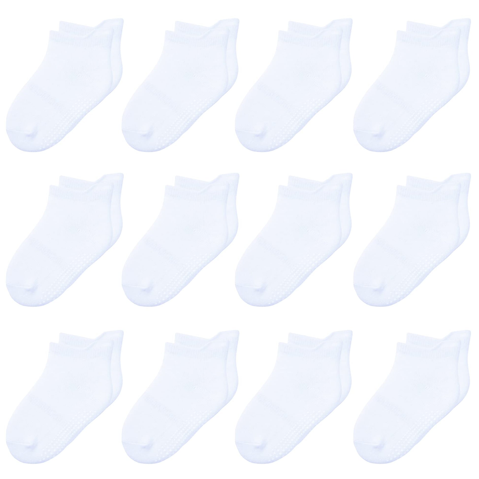 Hyzgb Kids Socks Boys Girls Non Slip With Grippers 5-6-7 Years Old 12 Pairs Cotton Toddler White Ankle Grippy Socks For Little K