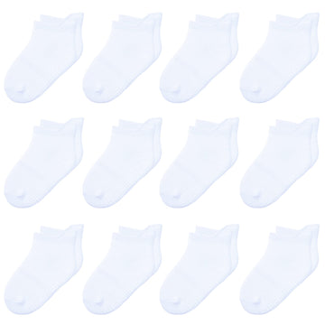 Hyzgb Kids Socks Boys Girls Non Slip With Grippers 5-6-7 Years Old 12 Pairs Cotton Toddler White Ankle Grippy Socks For Little K