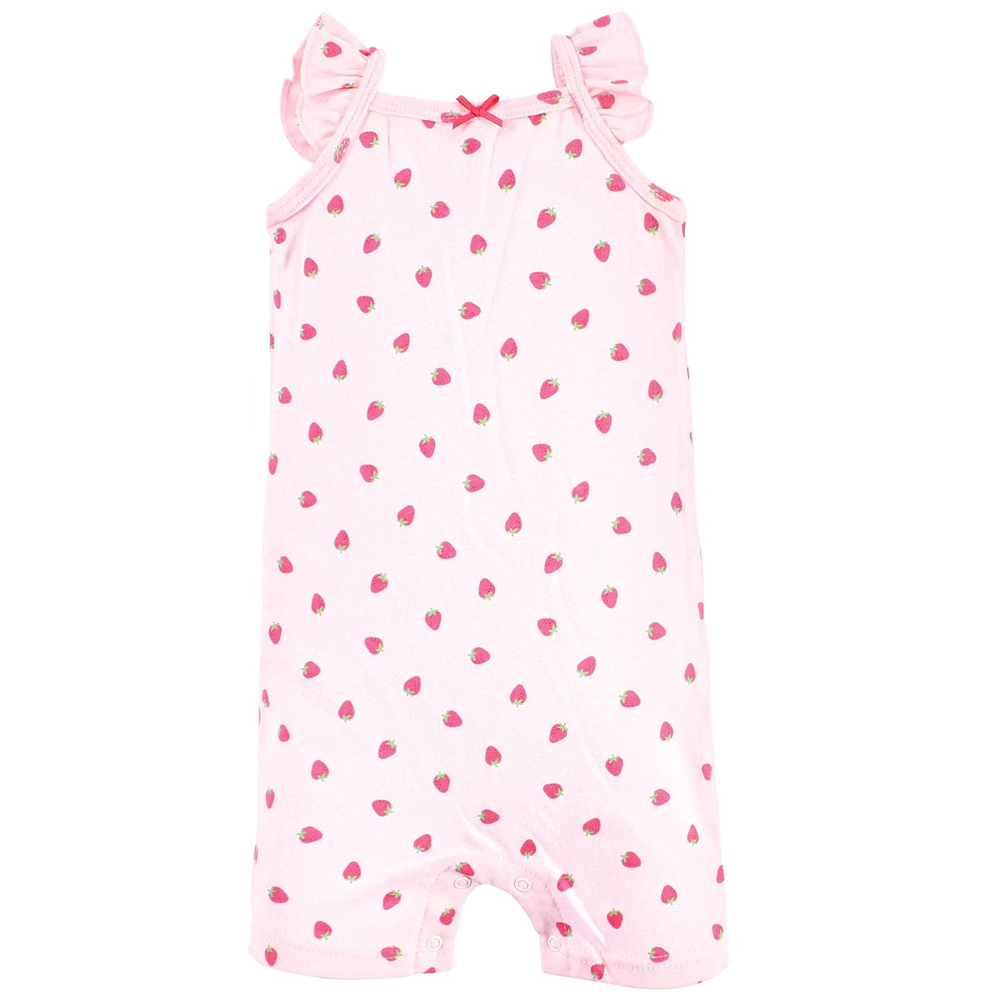 Hudson Baby Baby Cotton Rompers, Pink Strawberry, 0-3 Months