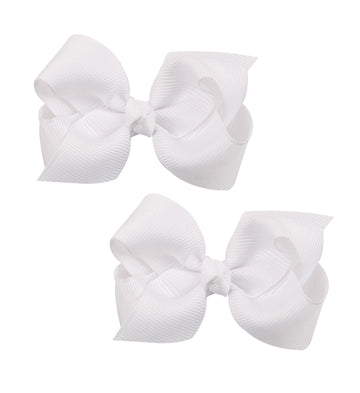 Koolgil Baby Girl's 2Pcs Cute 3 Inch Pure Color Bow-knot Hair Clip for Photography Travel Daily Life (White)