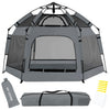 Pop Up Playpen for Babies with Canopy & Safety Lock - Outdoor Baby Playpen with 6 Ground Stakes & 6 Sand Stakes, UV Protection &