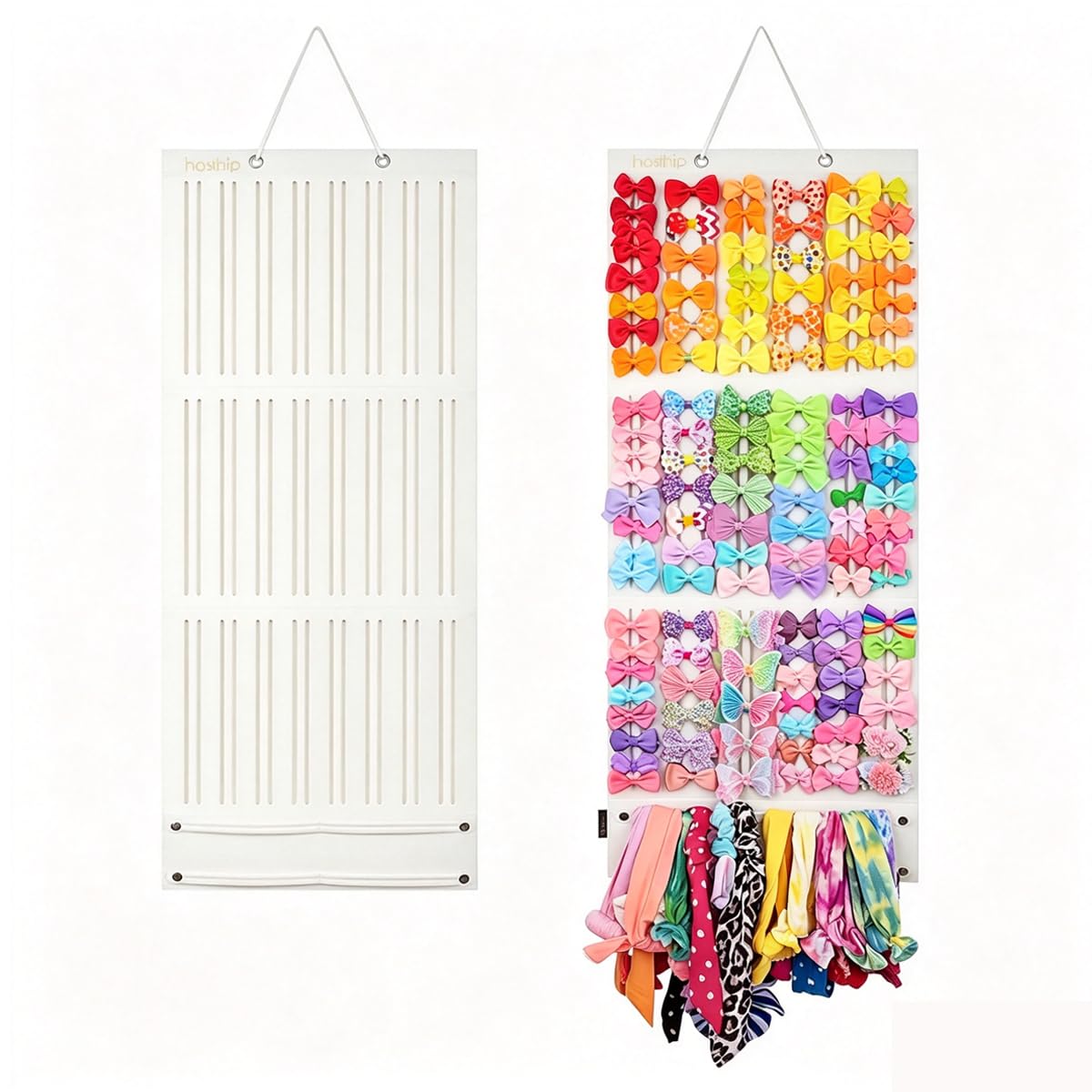 HASTHIP Hair Accessories Organizer for Girls Bow Hair Clip Storage Hairband Organizer 3Layer Large Capacity Wall Hanging Bows H