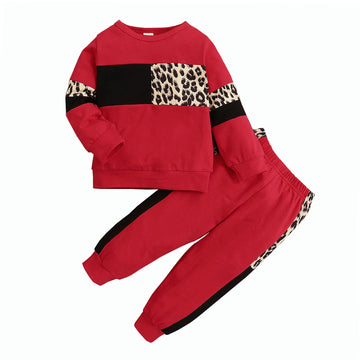 Tikoubabe Toddler Girl Clothes Baby Sweatshirt Leopard Fall Winter Outfits Long Sleeve Tops Pants Set 2 Pcsred 3-4 Years 110Cm
