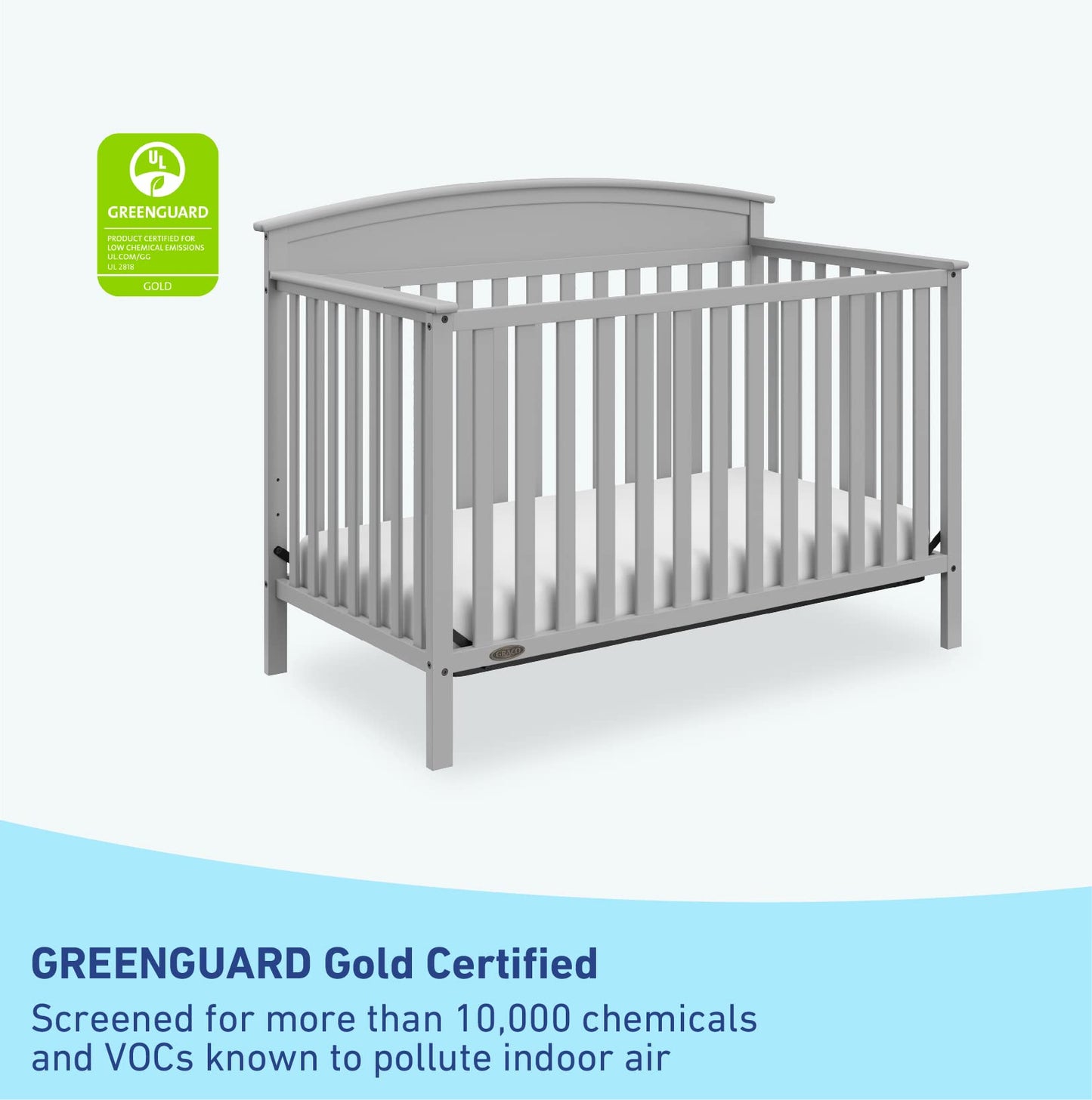 Graco Benton 5-In-1 Convertible Crib (Pebble Gray) - Greenguard Gold Certified, Converts From Baby Crib To Toddler Bed, Daybed A