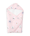 Mi Arcus Printed Cotton Hooded Towel for Baby Girls Pink
