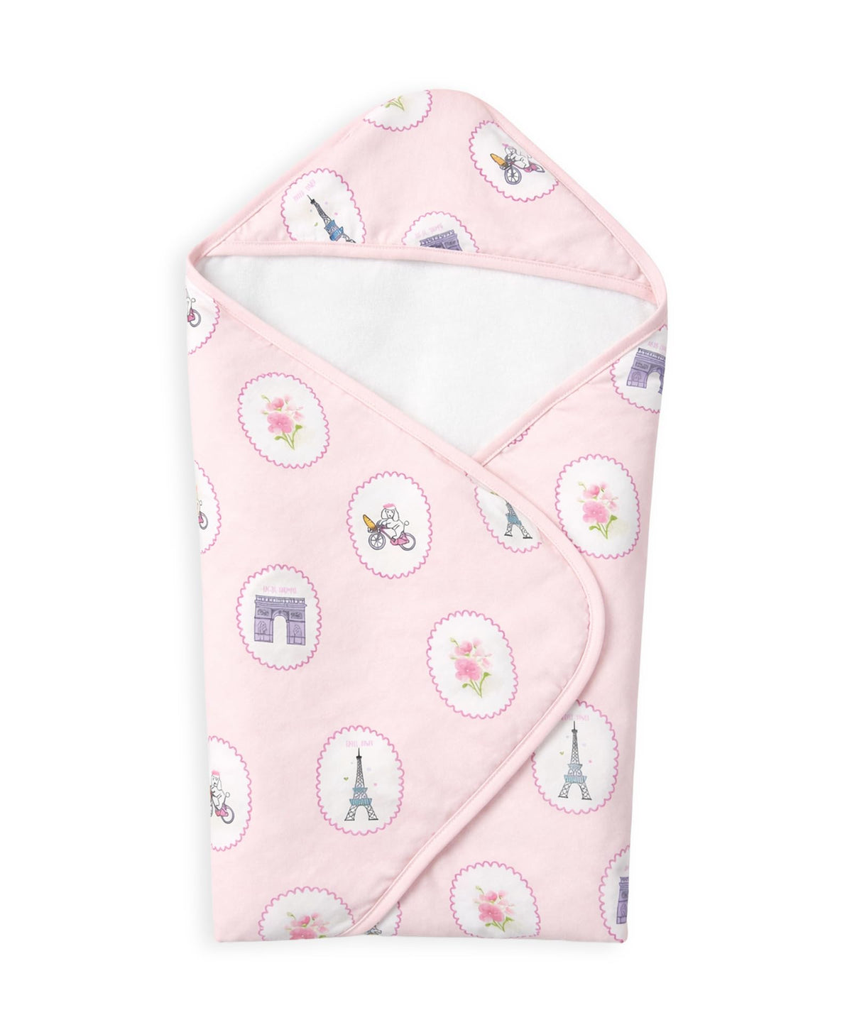 Mi Arcus Printed Cotton Hooded Towel for Baby Girls Pink