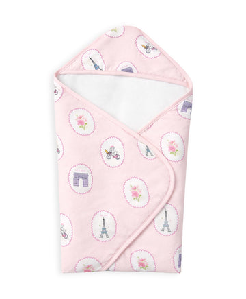 Mi Arcus Printed Cotton Hooded Towel for Baby Girls Pink