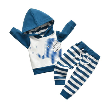 Toddler Infant Baby Boy Clothes Elephant Long Sleeve Hoodie Tops Sweatsuit Pants Outfit Set (3-4T)