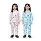 BORNLOV Girls Night Suit Set, Start Print, Full Sleeves, Pink and Blue, Pack of 2  (4 Years5 Years)