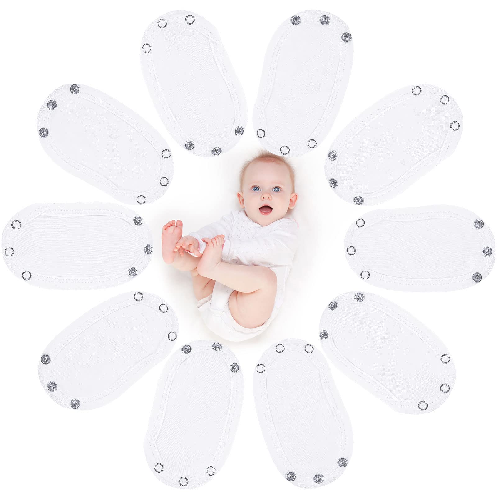 Bencailor 10 Pieces Bodysuit Extender For Baby Boys Girls Toddler Baby Bodysuit Extender(White)