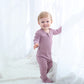 O2 Baby Baby Boys Girls Organic Cotton Zip Front Sleeper Pajamas, Footed Sleep  'N Play(6-12 Months, Mauve)