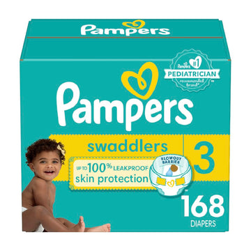 Pampers Baby Diapers - Swaddlers - Size 3, 168 Count, Ultra Absorbent Disposable Infant Diaper