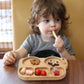 Suction Plates For Baby & Toddler, Bamboo Divided Platter Feeding Dishes With Silicone Fork& Spoon, All-Natural Baby Food Plate