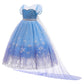 Rexreii Girls Frozen Elsa Princess Sequins Dress Halloween Costume Christmas Birthday Evening Party Ball Gown W/Accessories 6-7T