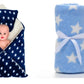 CTMKIDS Baby Wrap with Cushion Cap for Kids 74x84 cm  Navy Blue & Baby Blankets New Born Pack of Star Wrapper Bedsheet  Sky Bl