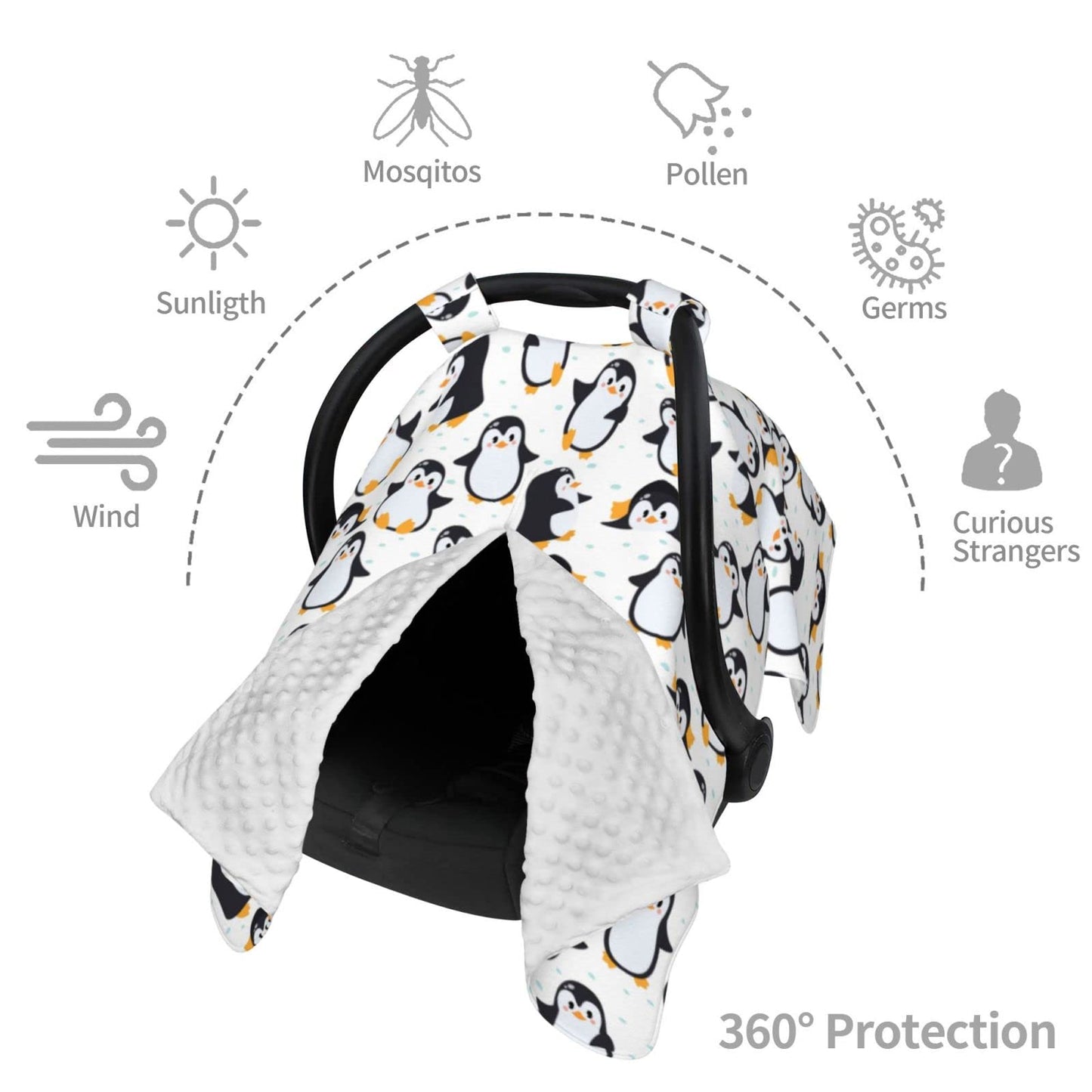 Penguin Car Seat Cover For Baby In Winter Summer, Nursing Cover For Mom Penguin Stuff For Baby Boys Girls