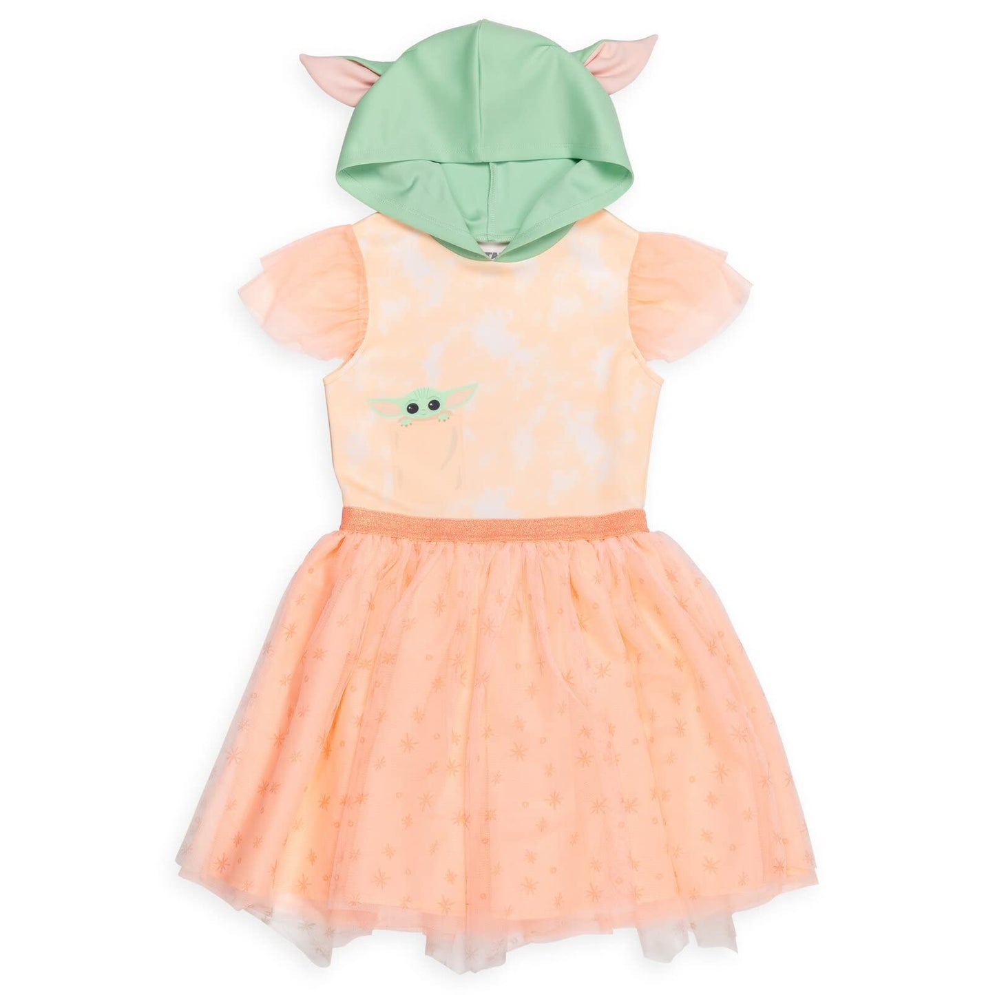 STAR WARS The Child Big Girls Cosplay Costume Short Sleeve Dress Tie Dye Pink 1012