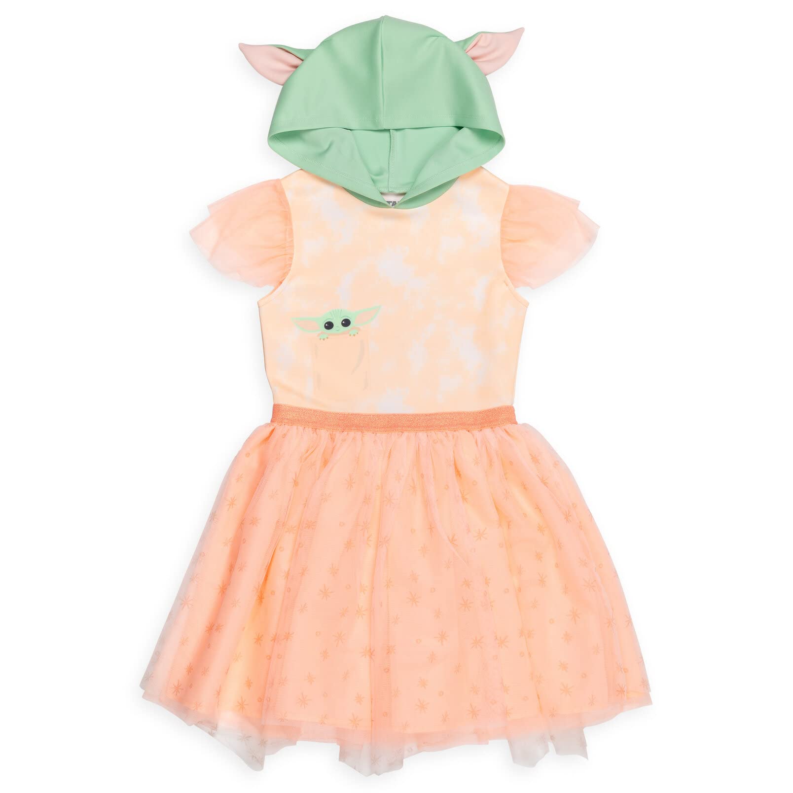 STAR WARS The Child Big Girls Cosplay Costume Short Sleeve Dress Tie Dye Pink 1012