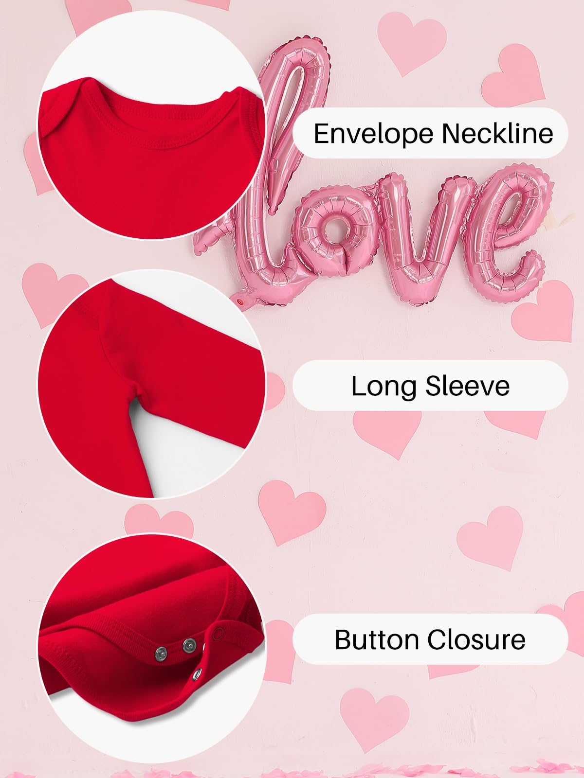 Besserbay Valentine'S Day Infant Love Day Long Sleeve Bodysuit Mommy Is My Valentine Red Onesie 0-3 Months
