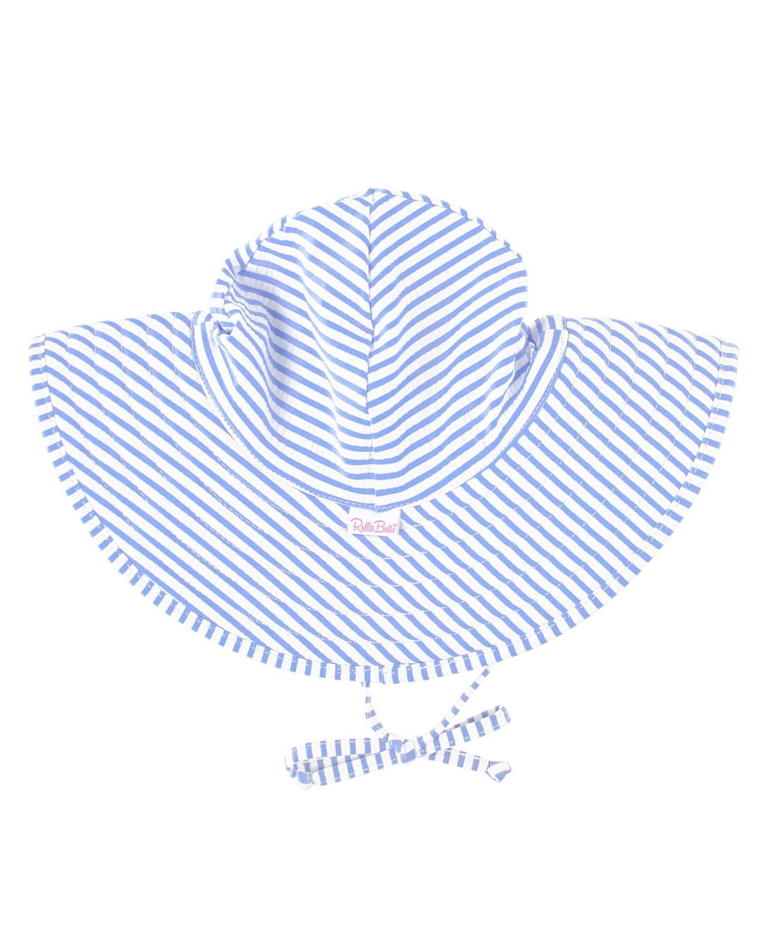 Rufflebutts Baby/Toddler Girls Periwinkle Blue Striped Seersucker Swim Hat - 0-12M