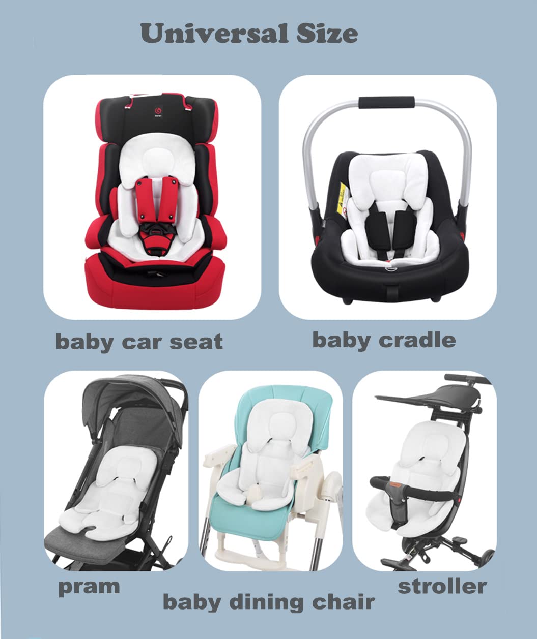 Pram Liner Universal Seat Liner Seat Cushion For Pushchair Stroller Baby Highchair Car Seat Insert Pad Soft Cosy Infant Newborn