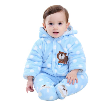 Gaorui Newborn Baby Jumpsuit Outfit Hoody Coat Winter Infant Rompers Toddler Clothing Bodysuit Blue