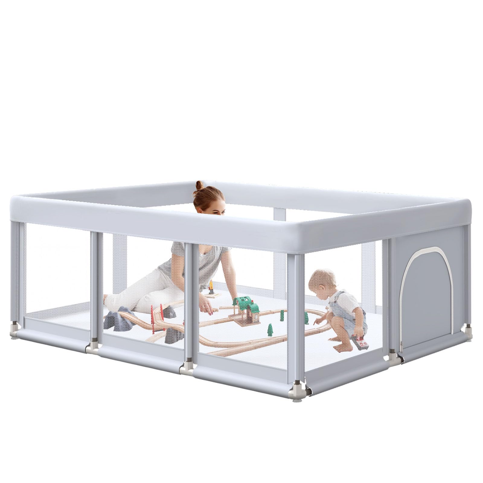 Hiaksedt Large Baby Playpen 74X50 Inch Playpen For Babies And Toddlers, Play Yards For Indoor & Outdoor With Zipper Gates, Breat