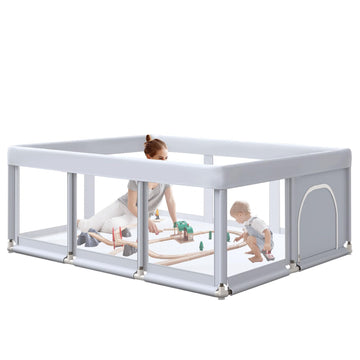 Hiaksedt Large Baby Playpen 74X50 Inch Playpen For Babies And Toddlers, Play Yards For Indoor & Outdoor With Zipper Gates, Breat