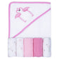 Viviland Baby Towels And Washcloths, Soft Absorbent Baby Girl Bath Towel Set, Flamingos Hooded Towels With 5 Infant Washcloths,(