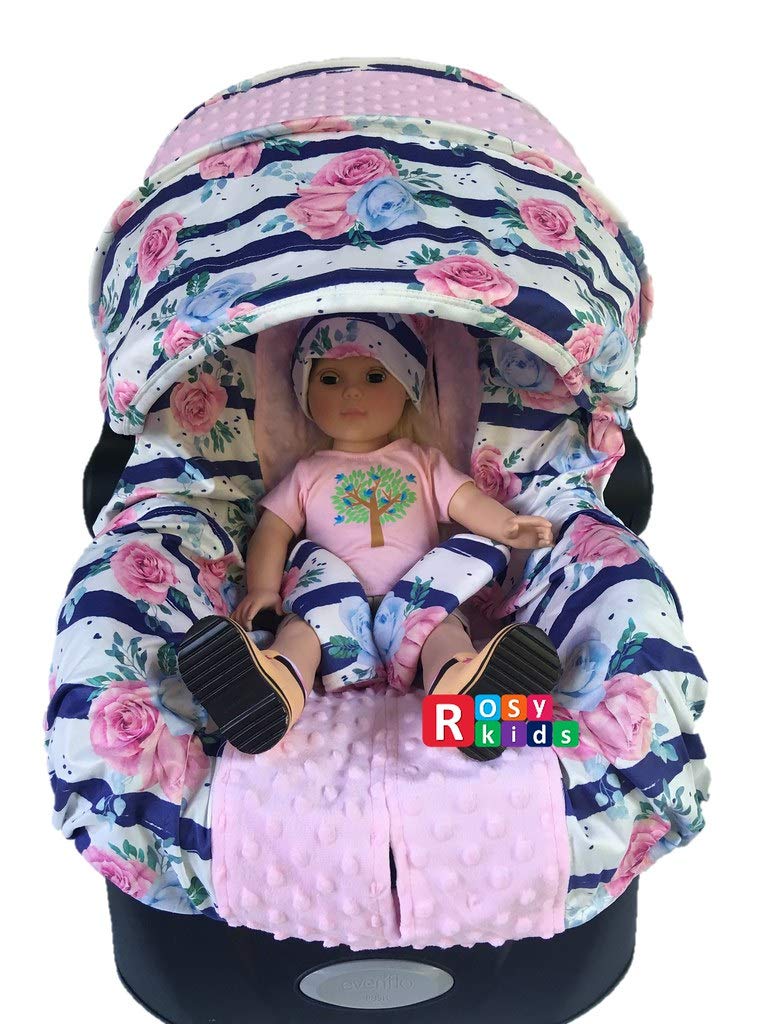 7Pc Baby Boy Baby Girl Whole Set Of Infant Car Seat Cover Canopy Hat Nursing Scarf, 01At02