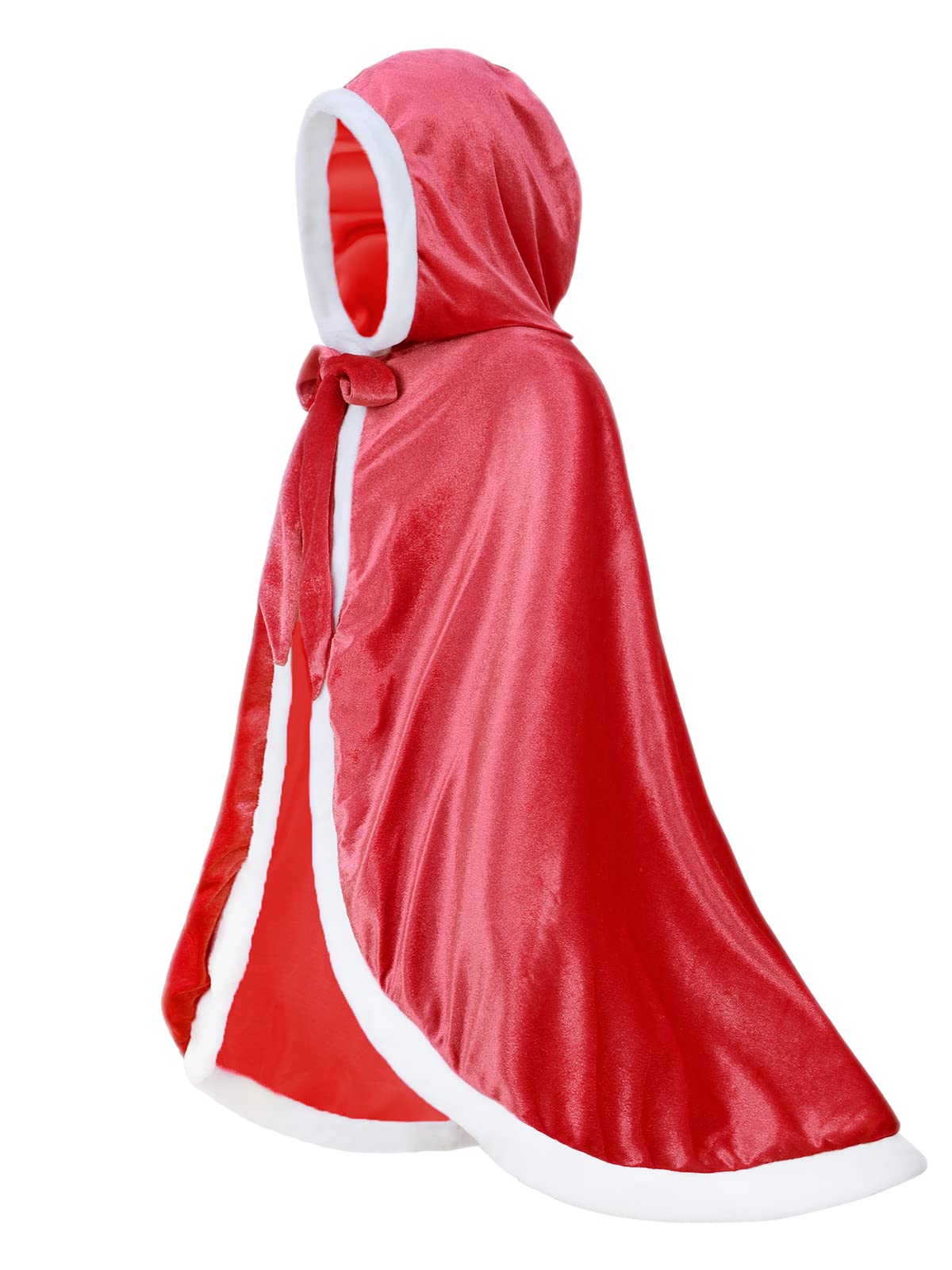 Century Star Girl Fur Princess Cape With Hood Girls Cloak For Little Girls Christmas Red 7-9 Years