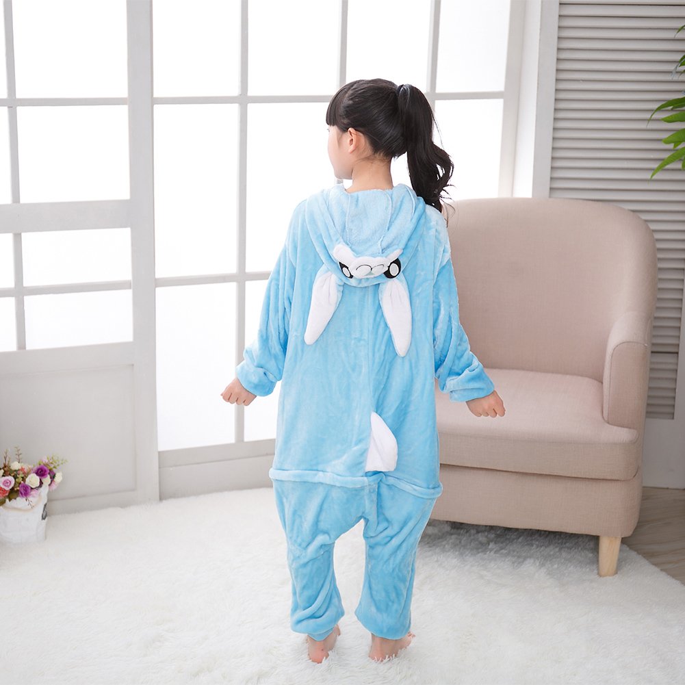 Wafunne Kids Rabbit Costume Cosplay Halloween Easter Animal Onesie For Boys Girls Child Blue Bunny S