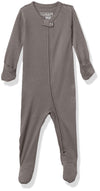 L'Ovedbaby Baby Girls Organic Zipper One-Piece Footies, Gray, 9-12 Months Us