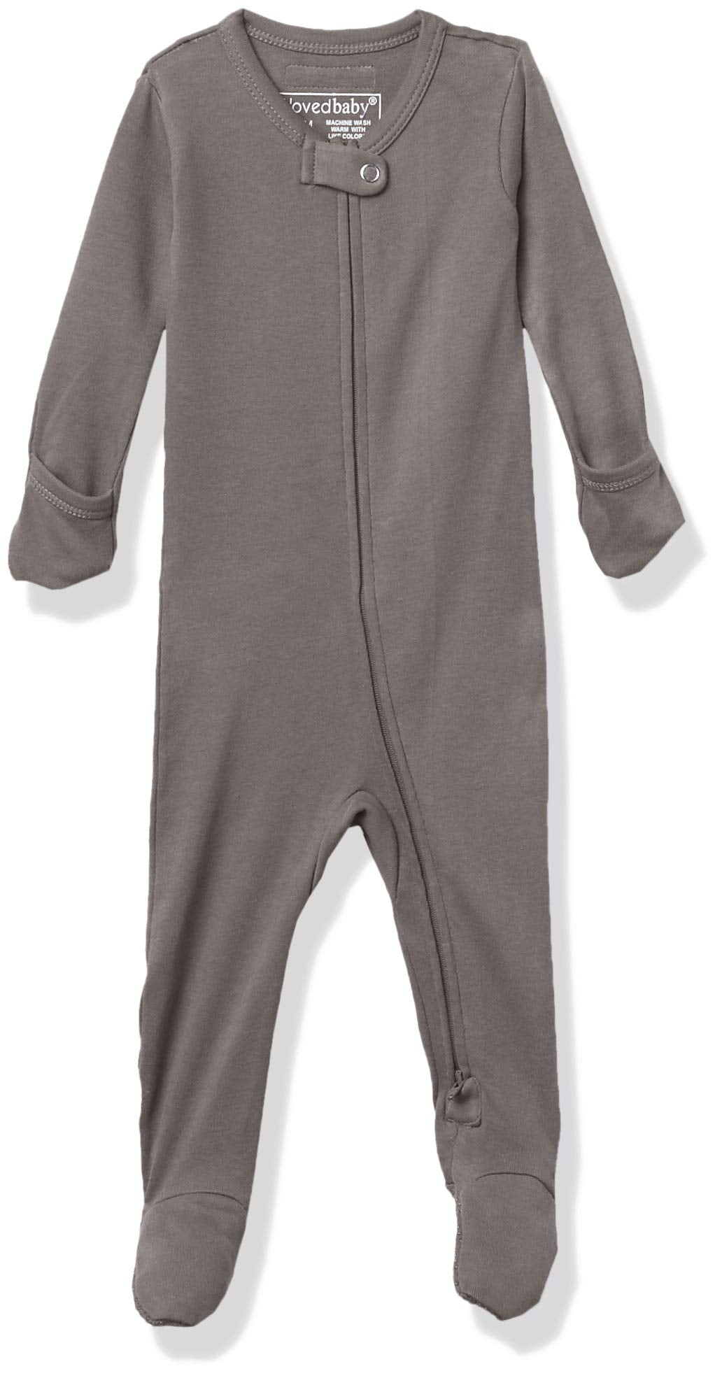 L'Ovedbaby Baby Girls Organic Zipper One-Piece Footies, Gray, 9-12 Months Us