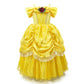 Fmyfwy Girls Belle Princess Rose Dress Beauty And Beast Costume Halloween Christmas Wedding Birthday Gown W/Accessories 3T