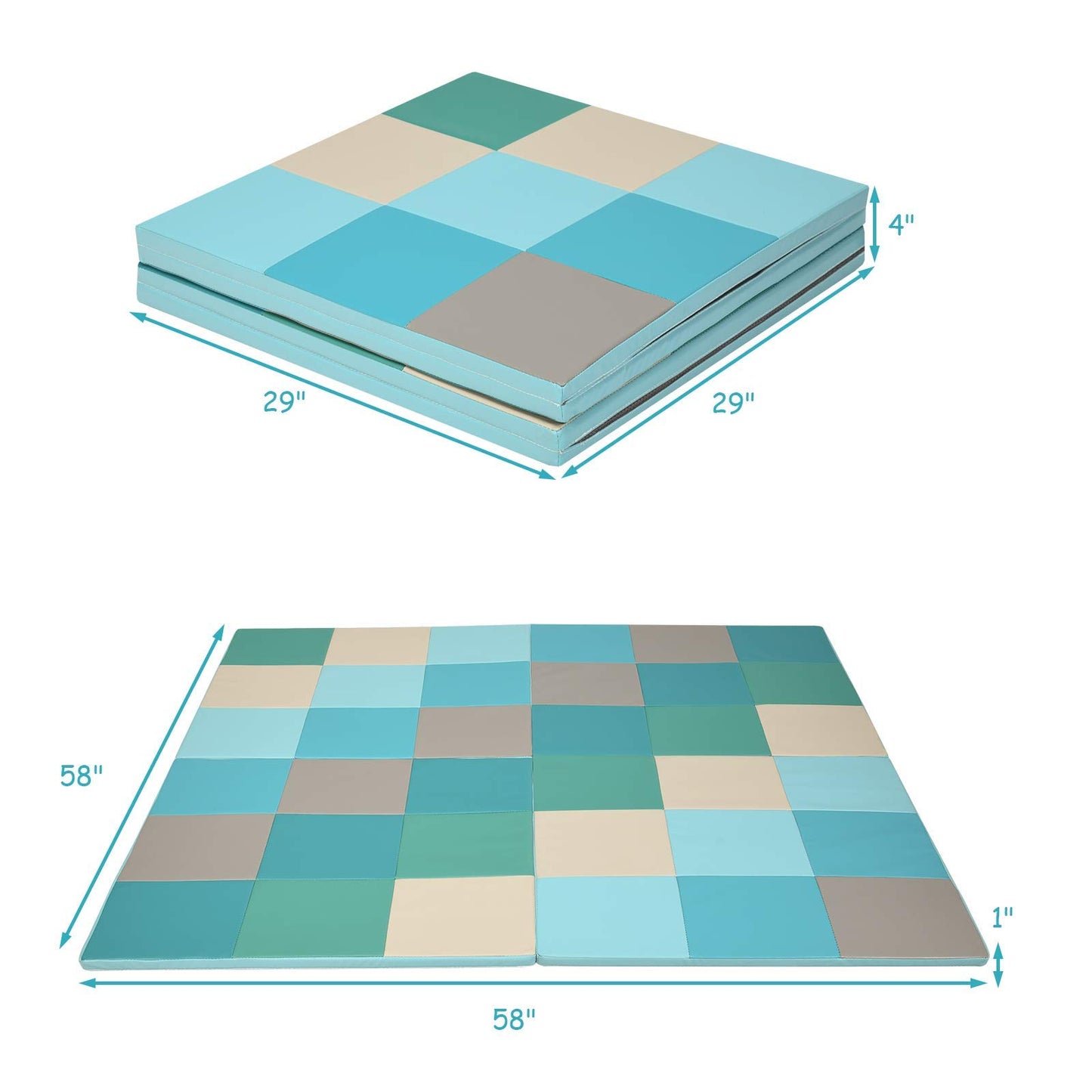Costzon Toddler Foam Play Mat, Foldable Baby Crawling Mats 58-Inch Square Soft Non Skid Baby Daycare Floor Mat, Thicken Waterpro