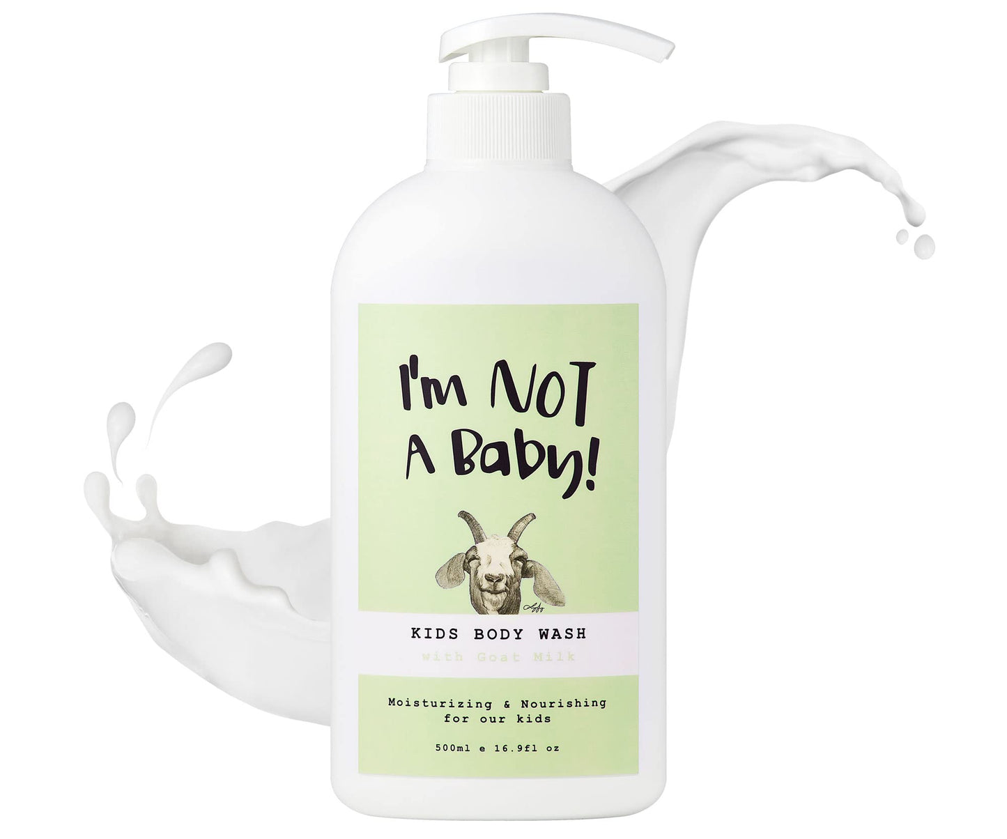 Im NOT A Baby! Kids Body Wash- Dermatologist Tested, Allergen free, Cruelty-free, PETA, Gentle for Kids, Goat Milk, 16.9 Fl Oz