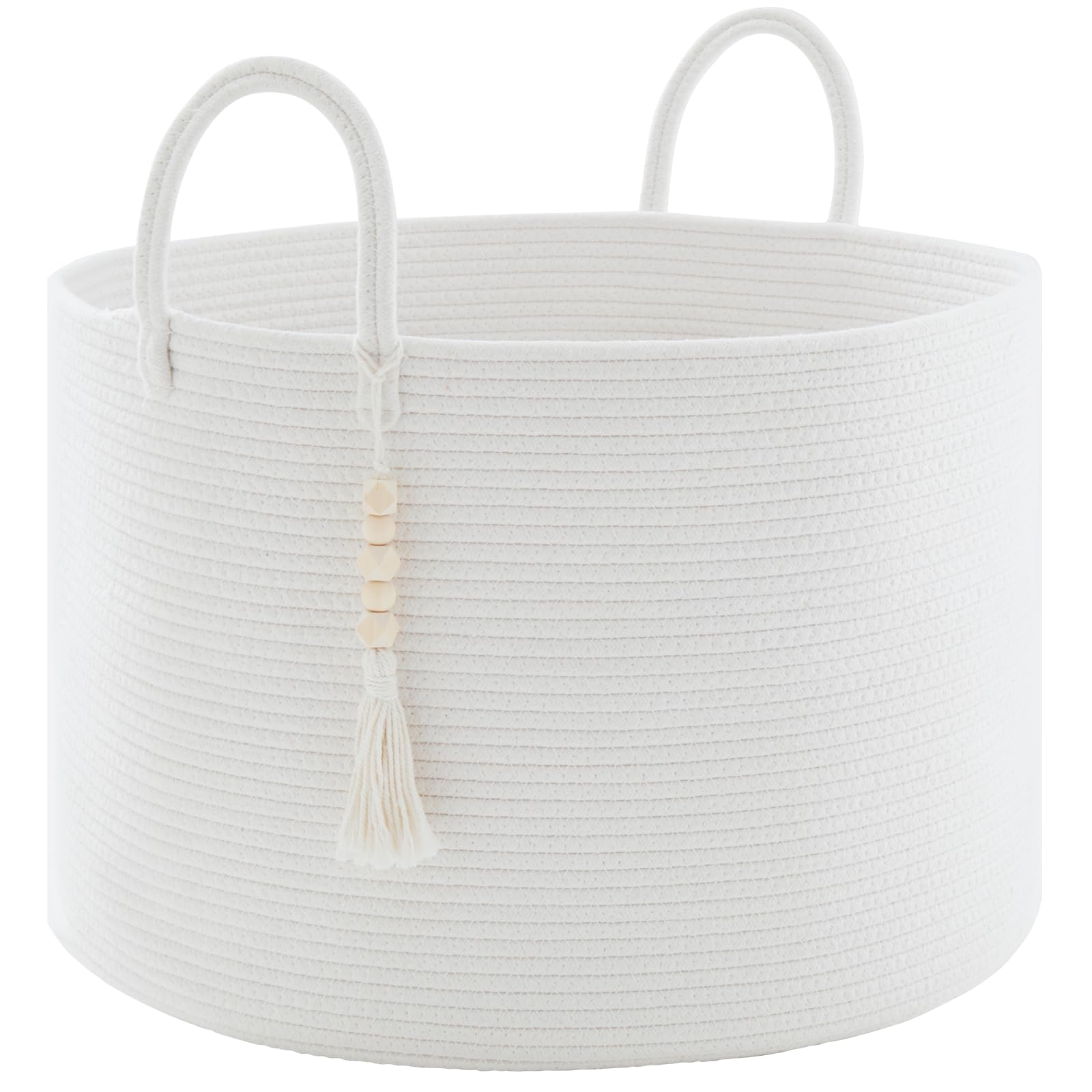 Youdenova Cotton Rope Laundry Basket, 70L Woven Rope Laundry Hamper, Large Storage Basket For Blanket, Toy, Dirty Clothes Basket