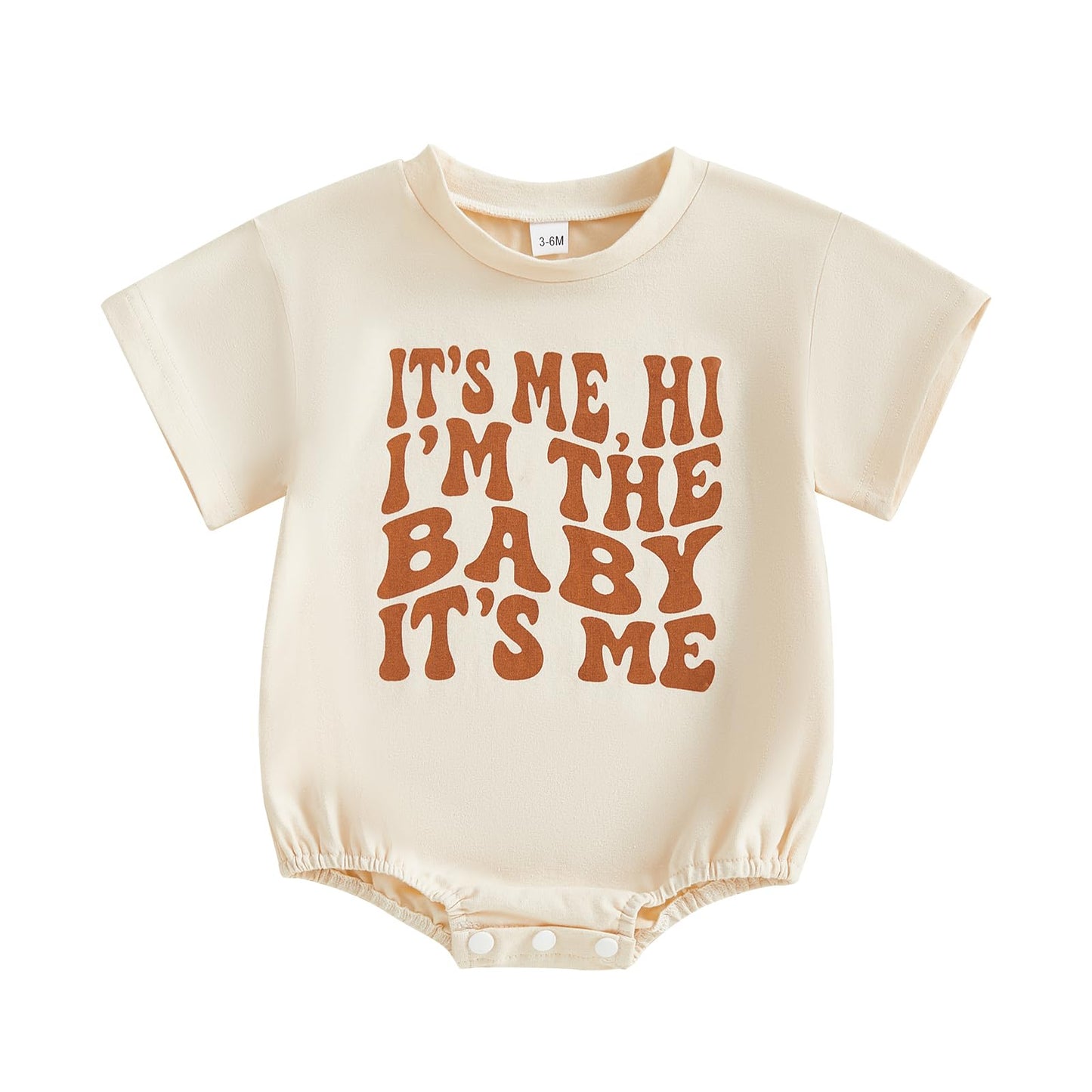 Lucikamy Newborn Baby Boy Girl Summer Clothes Funny Print Sweatshirt Romper Oversized Infant Short Sleeve Bodysuit (Khaki baby, 