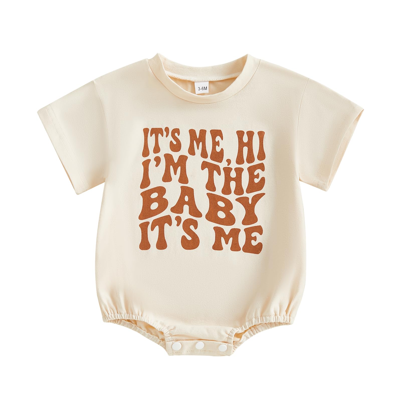 Lucikamy Newborn Baby Boy Girl Summer Clothes Funny Print Sweatshirt Romper Oversized Infant Short Sleeve Bodysuit (Khaki baby, 